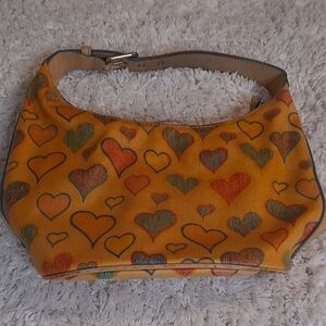 Dooney & Bourke Yellow Heart Pattern Shoulder Bag